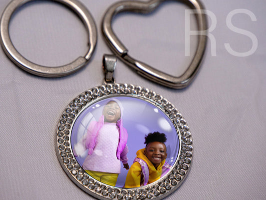 Porte-clés silver avec mini pierres (30mm)