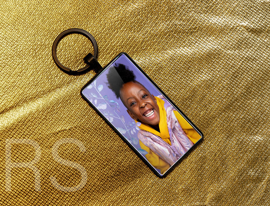 Porte-clés rectangle noir à personnaliser (25x50mm)